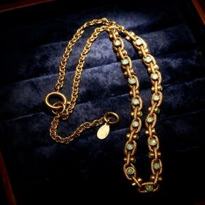 Catherine Popesco France Aqua Blue Crystal Goldtone 19" Necklace Signed